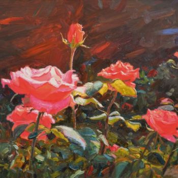 Malarstwo zatytułowany „мелодия роз” autorstwa Викентий Лукиянов, Oryginalna praca, Olej