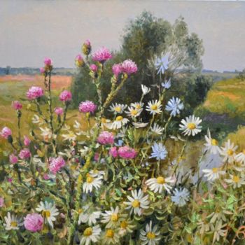 「Летние цветы」というタイトルの絵画 Викентий Лукияновによって, オリジナルのアートワーク, オイル