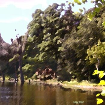 Картина под названием "Park old's  lake" - Viktor Kovbunov, Подлинное произведение искусства