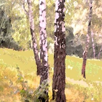 Peinture intitulée "birchs wood" par Viktor Kovbunov, Œuvre d'art originale