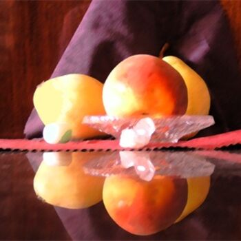 Arte digitale intitolato "Pears, peach and cr…" da Viktor Kovbunov, Opera d'arte originale, Pittura digitale