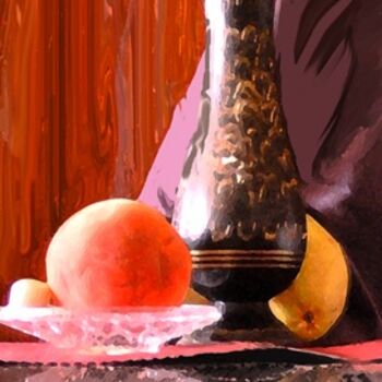Digital Arts με τίτλο "Peach and vase" από Viktor Kovbunov, Αυθεντικά έργα τέχνης, Ψηφιακή ζωγραφική