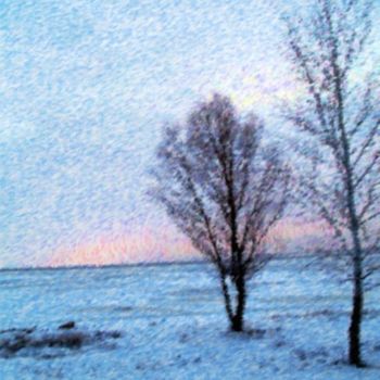 Arte digital titulada "Winter landscape" por Viktor Kovbunov, Obra de arte original, Pintura Digital