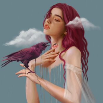Digital Arts titled "Purple raven" by Vikonstanti, Original Artwork, 2D Digital Work