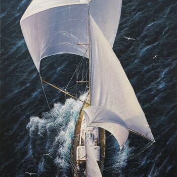 Malerei mit dem Titel "On the open sails" von Viktar Yushkevich Yuvart, Original-Kunstwerk, Acryl