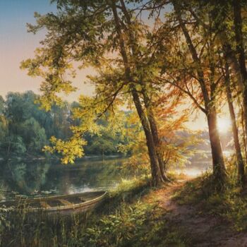 Painting titled "Walking to the river" by Viktar Yushkevich Yuvart, Original Artwork, Acrylic