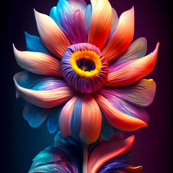 Digital Arts titled "Surreal flower" by Viktor Artemev, Original Artwork, Digital Painting