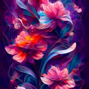 Arts numériques intitulée "Surreal flowers" par Viktor Artemev, Œuvre d'art originale, Peinture numérique