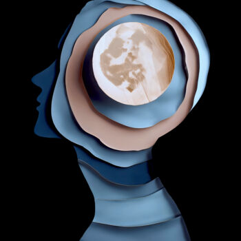 Digitale Kunst getiteld "Moonchild" door Viktor Artemev, Origineel Kunstwerk, Digitaal Schilderwerk