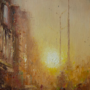 Картина под названием "Утренний город" - Viktor Kolomiyets, Подлинное произведение искусства, Масло