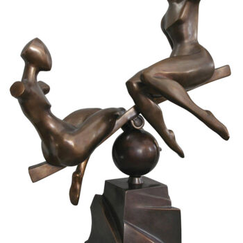 Sculptuur getiteld "On the swing" door Viktor Konoval, Origineel Kunstwerk, Bronzen