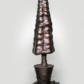 Sculptuur getiteld "Pot with cactus" door Viktor Konoval, Origineel Kunstwerk, Bronzen