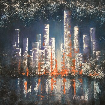 Картина под названием "Under the stars" - Viktor Kurson, Подлинное произведение искусства, Акрил