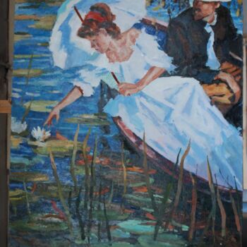 Pittura intitolato "Boat trip" da Viktor Piskunov, Opera d'arte originale, Olio