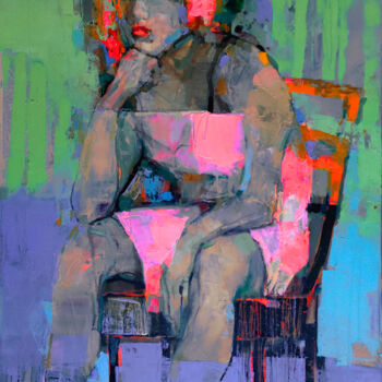 Peinture intitulée "Pink Lady" par Viktor Sheleg, Œuvre d'art originale, Huile Monté sur Châssis en bois