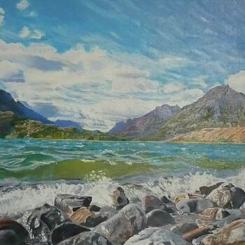 Картина под названием "Глубокое озеро" - Виктор Сорока, Подлинное произведение искусства, Масло