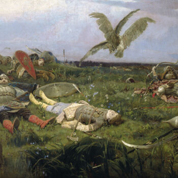 Painting titled "Après les combats d…" by Viktor Vasnetsov, Original Artwork, Oil