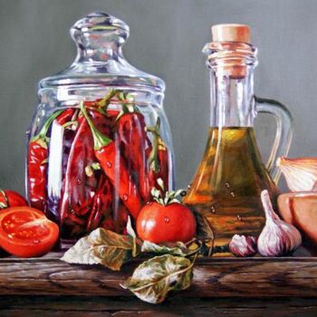 Pintura titulada "Натюрморт с овощами" por Viktor Vaveikin, Obra de arte original, Oleo