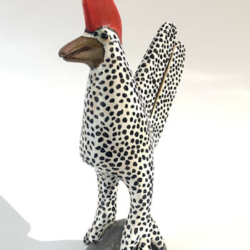 Sculpture titled "White Chicken" by Viktor Zuk, Original Artwork, Ceramics