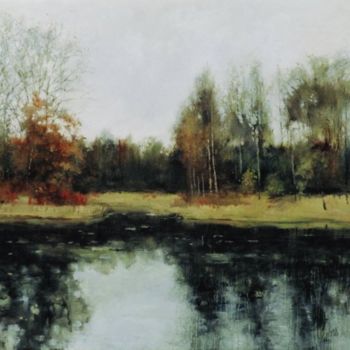Painting titled "Осенний пруд." by Viktor Egorov, Original Artwork