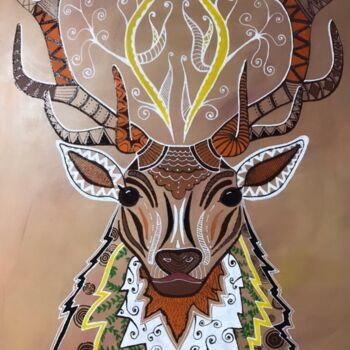 Картина под названием "Царь зверей" - Виктория Фокс, Подлинное произведение искусства, Акрил
