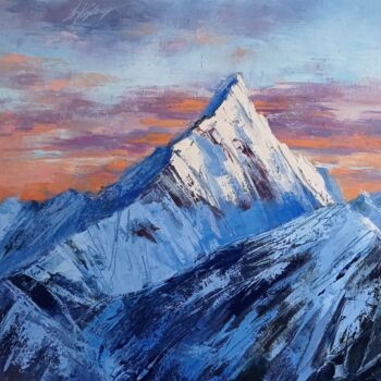 Malarstwo zatytułowany „Sunset in the mount…” autorstwa Виктория Кернер, Oryginalna praca, Olej