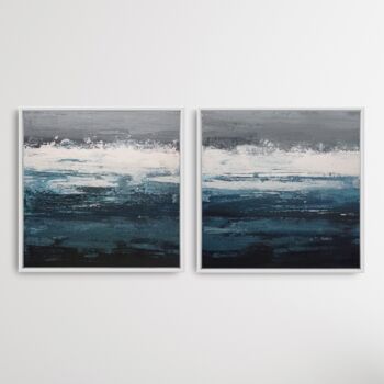 Painting titled "Diptych "Ocean" acr…" by Viktoriia Kerner, Original Artwork, Acrylic Mounted on Wood Stretcher frame