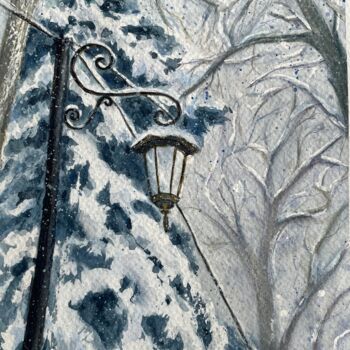Painting titled "Winter in the park" by Viktoriia Kirilenko, Original Artwork, Watercolor