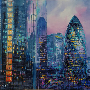 Painting titled "London Mary Axe Tow…" by Viktoria Lapteva, Original Artwork, Acrylic