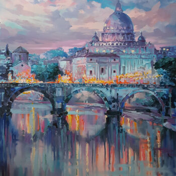 Pittura intitolato "Evening in Rome - P…" da Viktoria Lapteva, Opera d'arte originale, Olio Montato su Telaio per barella in…
