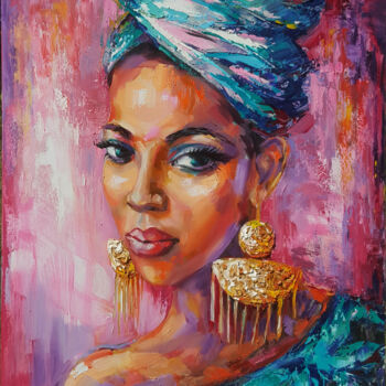 Painting titled "Aroma of Africa  -…" by Viktoria Lapteva, Original Artwork, Oil Mounted on Wood Stretcher frame