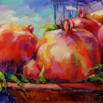 Pittura intitolato "Pomegranate - paint…" da Viktoria Lapteva, Opera d'arte originale, Olio Montato su Telaio per barella in…