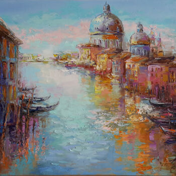 Pittura intitolato "Venice Canal Grande…" da Viktoria Lapteva, Opera d'arte originale, Olio Montato su Telaio per barella in…