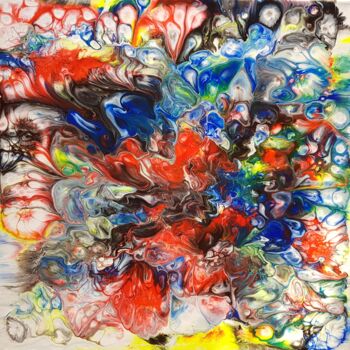 Pintura titulada "Flower Explosion" por Viktoria Lask, Obra de arte original, Acrílico Montado en Bastidor de camilla de mad…