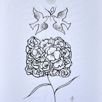 Картина под названием "Bouquet creation" - Viktoria Patrusheva, Подлинное произведение искусства, Гелевая ручка