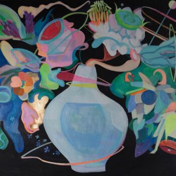 Malerei mit dem Titel ""Space flowers"" von Viktoria Sersneva, Original-Kunstwerk, Öl