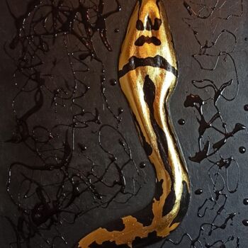 Pintura intitulada "Золотая змея" por Viktoria Vrublevskaa, Obras de arte originais, Acrílico