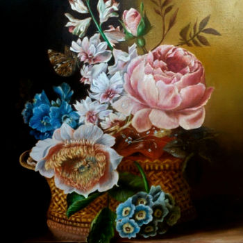 Painting titled "Натюрморт с цветами" by Vs Art, Original Artwork, Oil