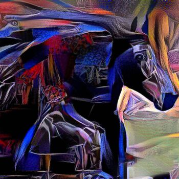 Цифровое искусство под названием "blue horse" - Viktoriay Bozhko, Подлинное произведение искусства, 2D Цифровая Работа