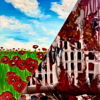 제목이 "NO WAR in UKRAINE"인 미술작품 Viktoriia Balandina로, 원작, 아크릴 나무 들것 프레임에 장착됨