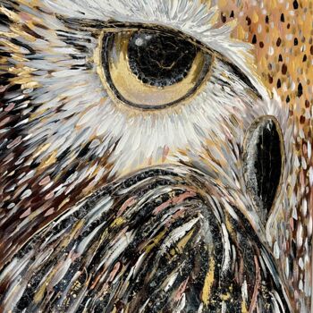 Painting titled "Owl" by Viktoriia Balandina, Original Artwork, Acrylic Mounted on Wood Stretcher frame
