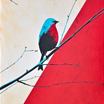 Painting titled "Robin" by Viktoriia Gladkova, Original Artwork, Acrylic