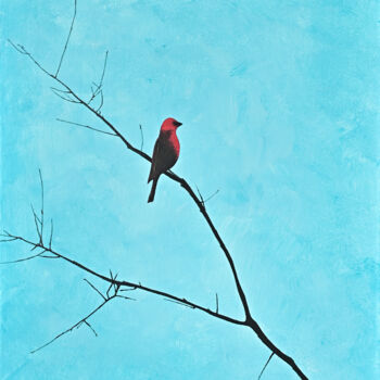 Pintura titulada "Blue and bird" por Viktoriia Gladkova, Obra de arte original, Acrílico