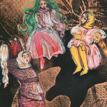 Peinture intitulée ""Three Sisters" ori…" par Viktoriia Gunina, Œuvre d'art originale, Crayon