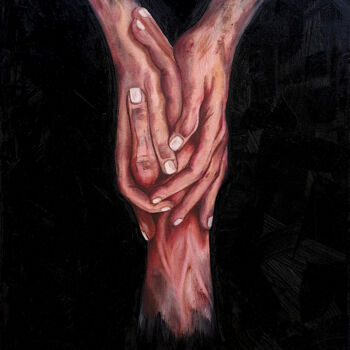 Painting titled "Hold me, dont let m…" by Viktoriia Kush, Original Artwork, Oil Mounted on Wood Panel
