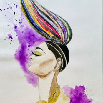 Painting titled "Lady purple" by Viktoriia Kyrylenko, Original Artwork, Watercolor