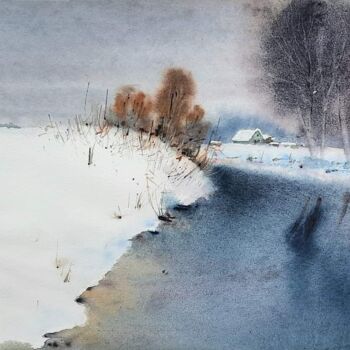 Peinture intitulée "The blizzard has su…" par Viktoriia Lebedynska, Œuvre d'art originale, Aquarelle