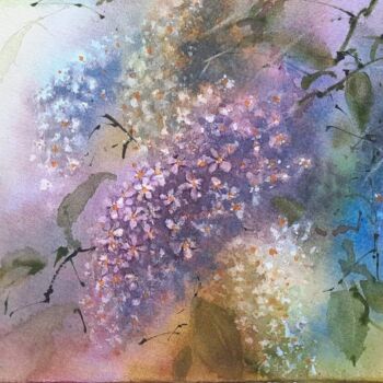 Schilderij getiteld "Bird cherry blossom" door Viktoriia Lebedynska, Origineel Kunstwerk, Aquarel