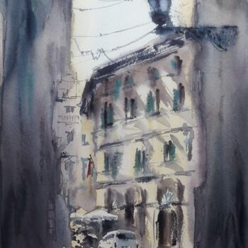 Painting titled "Walking in Rome" by Viktoriia Lebedynska, Original Artwork, Watercolor