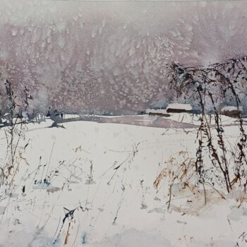 "Mimosa in the snow" başlıklı Tablo Viktoriia Lebedynska tarafından, Orijinal sanat, Suluboya